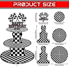 2 Pack Race Car Cupcake Stands Birthday Party Supplies, Two Fast Cars Decoration