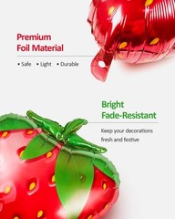 10 PCS Smiley Strawberry Balloons Mixed, Strawberry Foil Balloons – 28 Inch, …