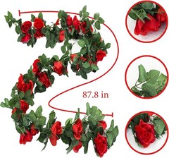 4 Pack Artificial Rose Vine Garland Fake Roses Flowers Plants Vines Hanging
