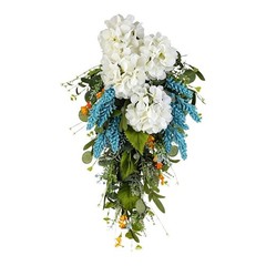 Minimalist Floral Wreath White Hydrangea 60 35cm for Festive Home Decor