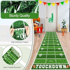 2Pcs Football Field Rug, 10Ft Long Field Aisle Touchdown Runners, Green