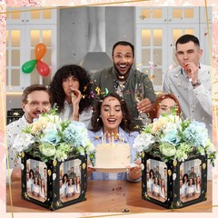 6 PCS Black Birthday Photo Picture Cubes Centerpieces For Tables 6/7 Inch