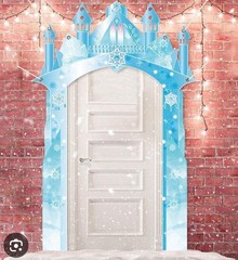Winter Ice Castle Doorway Decoration LED Lights Snowflake Party Backdrop