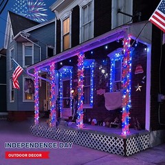 Plug-in 4th of July 100-LED String Lights, 33ft Red White Blue Indoor/Outdoor