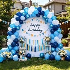 Blue Balloons 60 pcs 12 Inch Light Navy Baby Pearl Blue Metallic Latex Balloo…