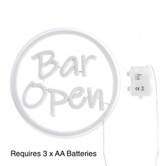 Garden ‘Bar open’ Neon Light Battery Operated Indoor & Outdoor – * Defect*