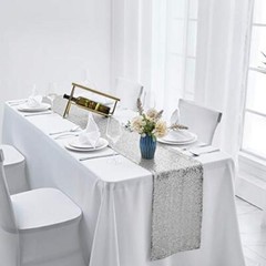 6 Packs 12 x 108 inches Silver Sequin Table Runner Glitter Silver Table Runne…