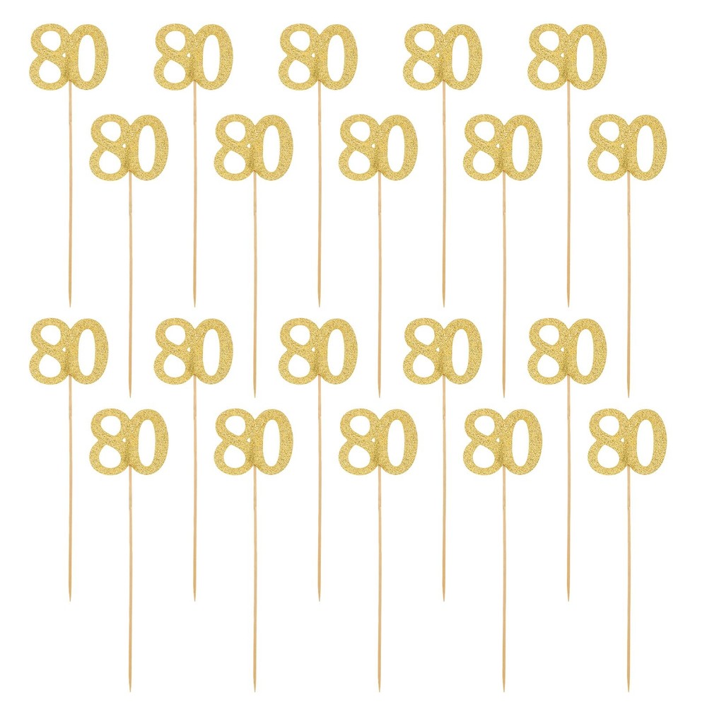20 PCS 80th Birthday Decorations, Double Sided Glitter 80th Birthday Centerpi…