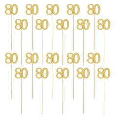 20 PCS 80th Birthday Decorations, Double Sided Glitter 80th Birthday Centerpi…