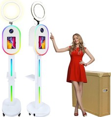 Photo Booth Station with Printer Enclosure,Selfie Kiosk Stand for Wedding Party