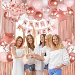 Rose Gold Birthday Decorations for Women with White Pink Rose Gold Balloons