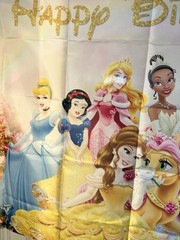 Disney PRINCESS hanging Backdrop~5ftx3ft~Happy birthday~vibrant Colors