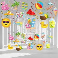 36 PCS Summer Party Hanging Swirl Pool Beach Ceiling Streamer Decoration