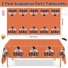 2Pcs 2026 Graduation Table cloths, 108″ X 54″ Orange Grad Party Decorations, Dis