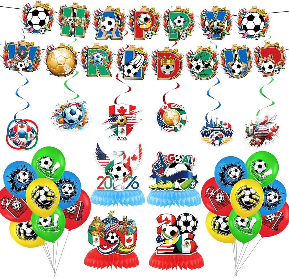 2026 World Cup Soccer Party Decorations Kit, Football Theme Decorations with Ban