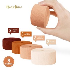 8 Rolls Rust Orange Brown Crepe Paper Streamers Rustic Fall Wedding 82 FT