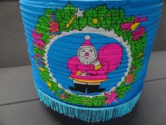 VTG Holiday Chinese Paper Lantern Santa Hanging Fringe Lamp Shade Christmas 70s