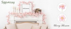 Cherry Blossom Garland Artificial Cherry Flower Vines 2 Pack Hanging Silk