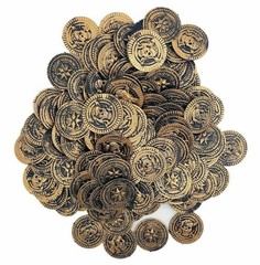 144 PLASTIC RUSTIC VINTAGE BRASS GOLD COINS PIRATE TREASURE CHEST MONEY FAVORS