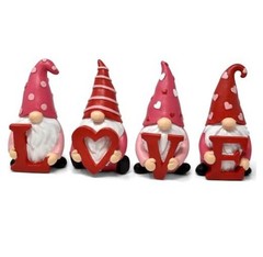 – Valentine’s Day Gnomes Figurine Tabletop Decor Set of 4 Holiday Valentine