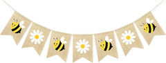 Bumble Bee Banner Burlap with Daisy Flower Bunting Happy Bee Day Decorations Gar