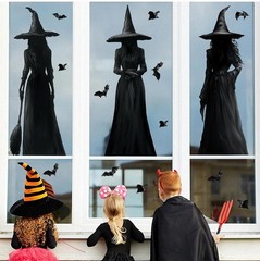 Halloween Decorations Window Clings Decor: 3pcs Large Realist Dark Black