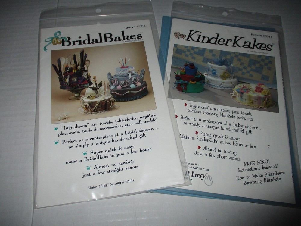 2 Make It Easy Sewing Crafts Kinder Kakes 9511, Bridal Bakes 9712, Centerpieces