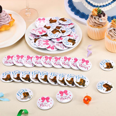 60 Pcs Boots or Bows Gender Reveal Pins, Funny Baby Shower Team Boots or Bows Ge