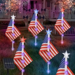 8-Mode Solar American Flag Lights – Perfect Outdoor Decoration for Memorial Day
