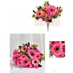 7 Stem Artificial Silk Daisy Flowers Marigold Bouquet for Home Office Decor