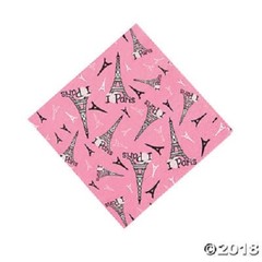 DAY PARTY IN PARIS BEVERAGE NAPKINS PERFECTLY PINK & BLACK EIFFEL TOWER 16 3PLY