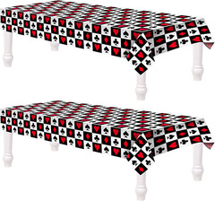 2 Poker Tablecloths Casino Theme Party Decor Las Vegas Table Cover 54X108 Inch