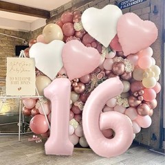 Pink 18 Balloon Number Pastel Pink 18th Birthday Party Decorations Number 18