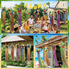 10Pcs Hawaiian Luau Party Decorations – Tropical Birds Hanging Decor with Aloha