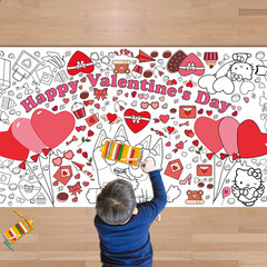Valentines Giant Coloring Tablecloth,Valentines Day Crafts for Kids – 72X30 Inch
