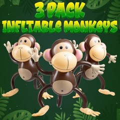 Large Inflatable Monkey (Pack of 3) 27Inch Monkeys for Baby Shower Safari Jungle
