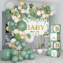 Sage Green Baby Shower Decorations 125PCS Green Balloon Arch Kit, Balloon Box…