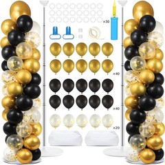 Adjustable Black Gold Confetti Balloon Stand Set for Parties