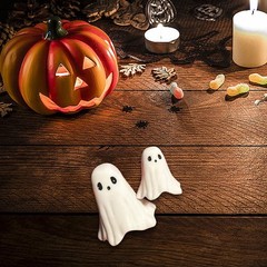 Middle Finger Cute Ghost Statue Scary Ghost Figurines Halloween Decorations JQ