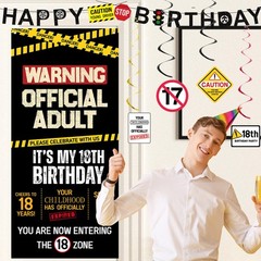 Roetyce 18th Birthday Decorations for Boys Girls, 59 x 27.5 inches, Black 18
