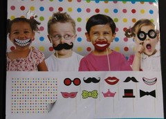 Way to Celebrate – Photo Booth Kit – NIP – 10 handheld props/1 plastic photoback