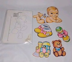 Vintage 1981 Beistle Co. Paper Mobile Baby Shower Decor Hanging Decoration