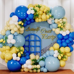 ALL-IN-1 Blue and Yellow Lemon Balloon Arch Kit with BONUS Leaves – Lemon Bal…