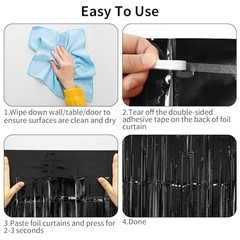 Thicken Tinsel Backdrop Curtains 2 Pack 3.2 x 38.4″W x 98.4″L (Pack of 2) Black