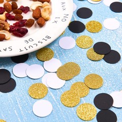 300 PCS Black White Gold Table Confetti Circle Dots Glitter Party Decor 1 Inch