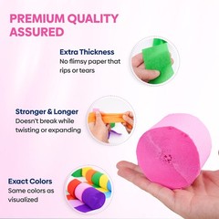 Captain Decor 8 Crepe Paper Streamers Rolls, 656ft Pack of Unique 8 Rainbow S…