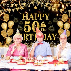 50th Birthday Party Decorations Banner Sign for Men Women Adults Celebration