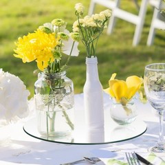 18 PCS 12 Inch Round Acrylic Mirrors Tray Candle Plates Centerpieces Decor