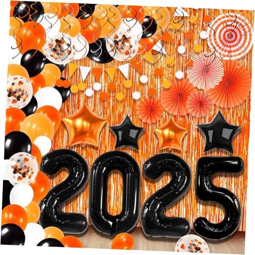 , 2025 Graduation Balloon Arch Kit 2025 – Huge, Pack of 168 | Orange and Black