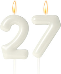 27 Candles 27Th Birthday Decorations for Women, White 27Th Candle for Beige Birt